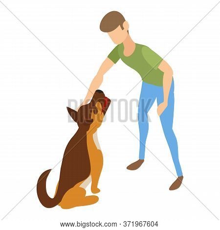 Cynologist Dog Stay Icon. Isometric Of Cynologist Dog Stay Vector Icon For Web Design Isolated On Wh