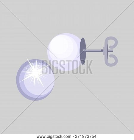 Pearl Earrings. Stud, White, Glittering. Jewelry Concept. Illustration Can Be Used For Topics Like G
