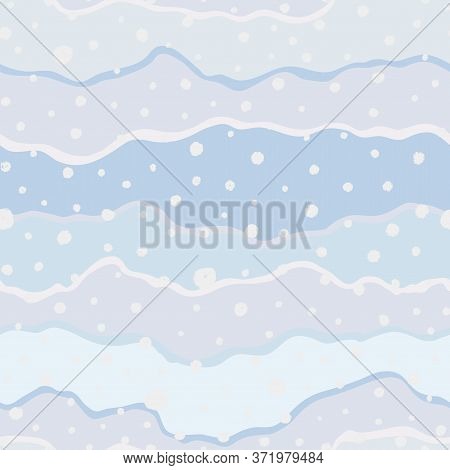 Seamless Pattern With Wavy Lines And Dots. Cute Hristmas Background With Snowfall. Vector