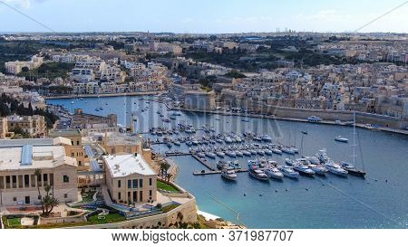 Beautiful Rinella Bay In Malta From Above - Aerial Photography