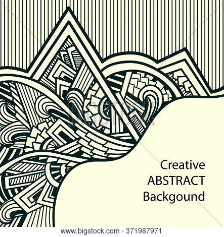 Template Abstract Background  In Zen Tangle Zen Doodle Style White And Black Colors For Demonstratio