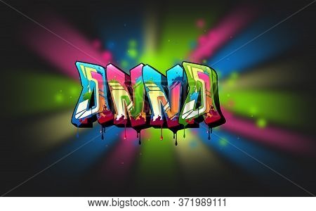 Anna. A Cool Graffiti Name Illustration Inspired By Graffiti And Street Art Culture. Vivid Vibrant C