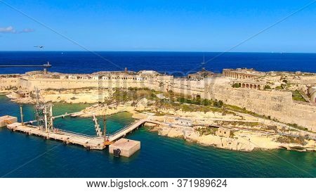Beautiful Rinella Bay In Malta From Above - Aerial Photography
