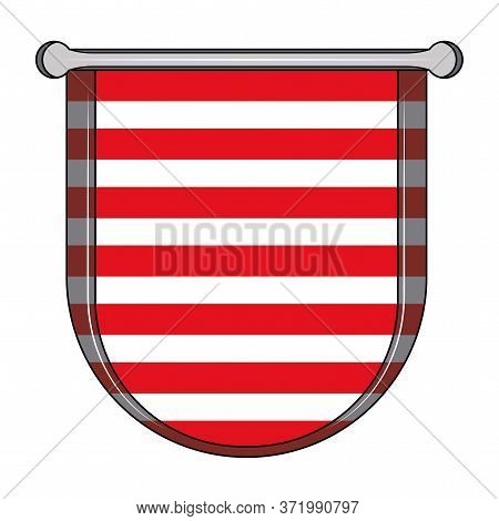 Red And White Flag Shield Icon - Vector