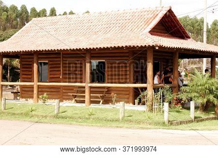Eunapols, Bahia / Brazil - November 26, 2010: House Built With Eucalyptus Wood From Plantations In S