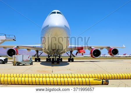June 9, 2020 In Mojave, Ca:  Virgin Orbit 747 Aircraft With A Rocket Launcher To Launch Rockets To S