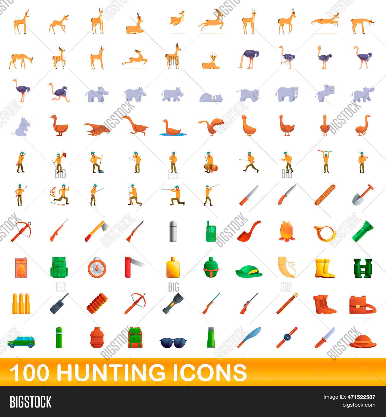 100 Hunting Icons Set Image & Photo (Free Trial) | Bigstock