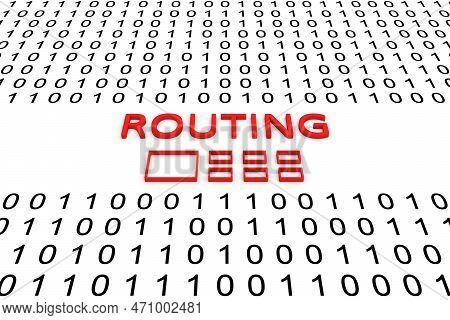 Routing Concept Binary Code 3d Render Illustration