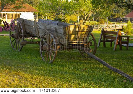 Wooden Cart On The Farm, Rio Grande Do Sul, Brazil.