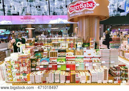 Turkey, Istanbul, February, 2023: Hazerbaba Logo On Their Shop At Istanbul Airport Duty Free. Turkey