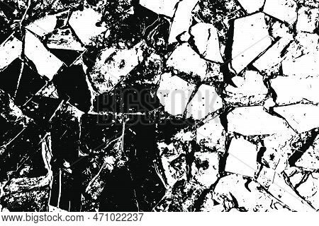 Grunge Black And White Rock Wall Texturedbackground (vector). Use For Decoration, Aging Or Old Layer