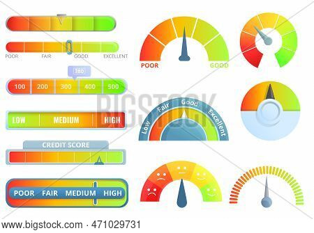 Credit Score Icons Set. Cartoon Set Of Credit Score Icons For Web Design