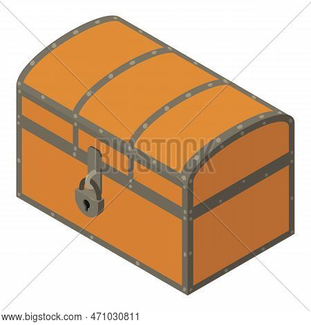Pirate Dower Chest Icon. Isometric Of Pirate Dower Chest Icon For Web Design Isolated On White Backg