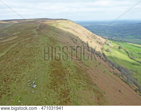 Paragliding Above The Ridge At Pandy, Wales