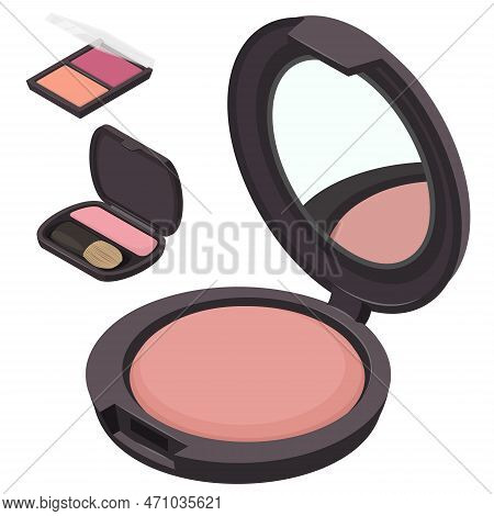 Cheek Blush Icons Set. Isometric Set Of Cheek Blush Icons For Web Design Isolated On White Backgroun