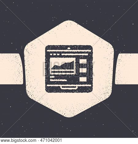 Grunge Trading Courses Icon Isolated On Grey Background. Distance Learning Finance Management, Buyin