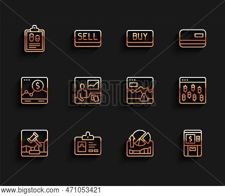 Set Line Online Internet Auction, Identification Badge, Business Finance Report, Stocks Market Growt