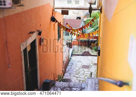 Herceg Novi Town, Kotor Bay, Streets Of Herzeg Novi, Montenegro, With Old Town Scenery, Church, Fort