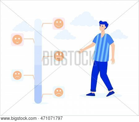 Customer Feedback Giving Rating Based On Experience Or Quality From Product And Service, Man Trying 