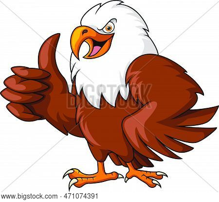 Vector Illustration Of Cute Eagle Cartoon Giving Thumb Up
