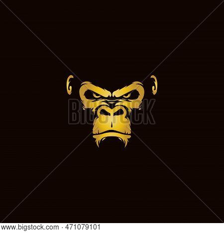 Gorilla Face Vector Illustration For Icon, Symbol Or Logo. Gorilla Template Logo