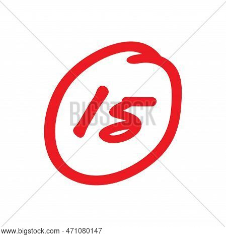 15 Points Exam Score, Fifteen Points Grade Results, Vector Illustration