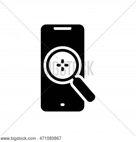 Black Solid Icon For Searching Exploratory Glass Detect Research Find Magnifier Mobile