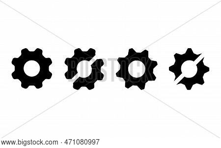Settings Icon In Different Style Vector Illustration. Two Colored And Black Settings Vector Icons De