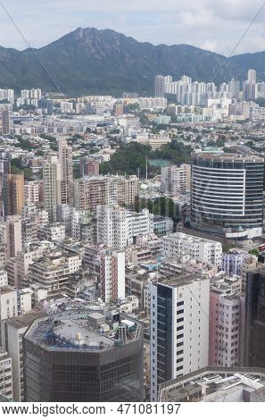 Mountain Lion Rock And Downtown District Of Hong Kong City