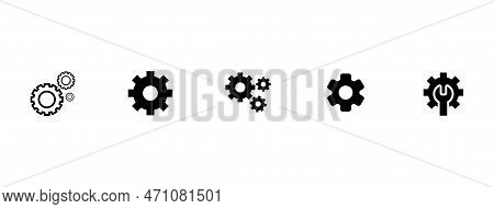Settings Icon In Different Style Vector Illustration. Two Colored And Black Settings Vector Icons De