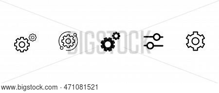 Settings Icon In Different Style Vector Illustration. Two Colored And Black Settings Vector Icons De