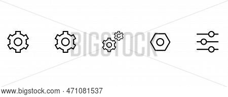 Settings Icon In Different Style Vector Illustration. Two Colored And Black Settings Vector Icons De