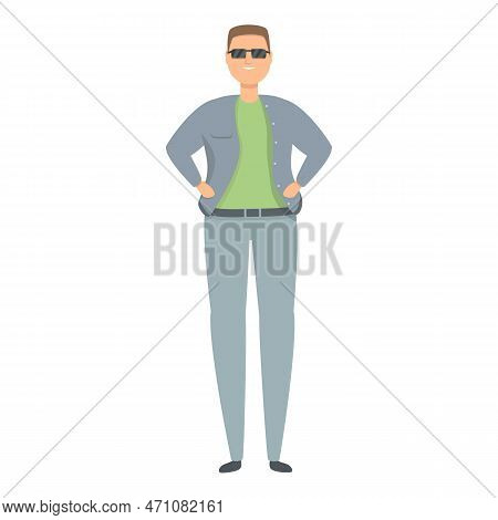 Trucker With Sunglasses Icon Cartoon Vector. Driver Character. Car Worker
