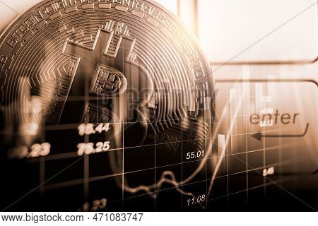 Modern Way Of Exchange. Bitcoin Is Convenient Payment In Global Economy Market. Virtual Digital Curr