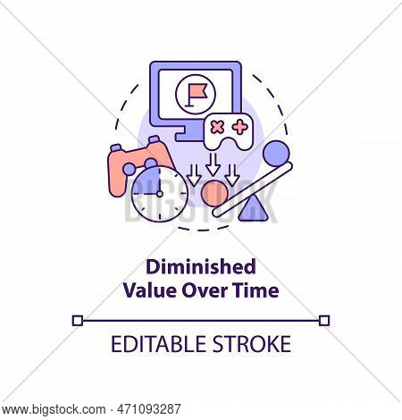 Diminished Value Over Time Concept Icon. Gamification Challenges In E Learning Abstract Idea Thin Li