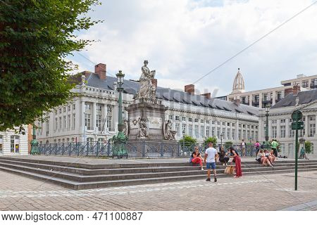 Brussels, Belgium - July 02 2019: Monument To The Martyrs Of The 1830 Revolution (french: Monument A