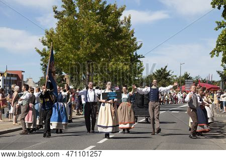 Landerneau, France - July 10 2022: Dancers Of The Eostiged Ar Stangala From Quimper During The Kann 