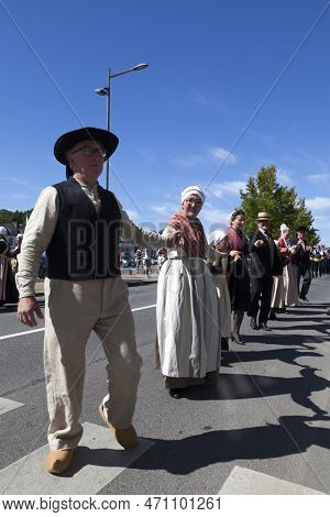 Landerneau, France - July 10 2022: Dancers From The Eskell An Elorn During The Kann An Loar Festival