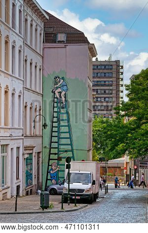 Brussels, Belgium - July 03 2019: The Beaver Patrol Wall Is Located 