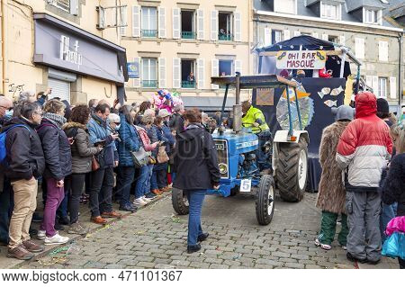 Douarnenez, France - February 27 2022: Les Gras De Douarnenez Is A Particularly Famous Carnival Acro