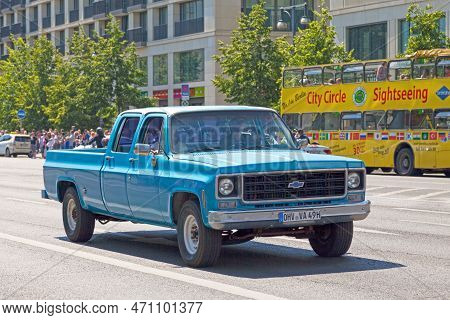 Berlin, Germany - June 01 2019: A Chevrolet C/k Pickup 2500 C20 Driving In The City Center.