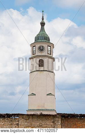 Belgrade, Serbia - May 24 2019: The Sahat Tower Of The Belgrade Fortress On Kalemegdan Park.