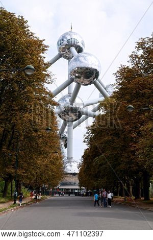 Brussels, Belgium - August 26 2017: The Atomium Is A Building In Brussels Originally Constructed For