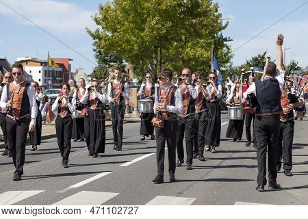 Landerneau, France - July 10 2022: Musicians Of The Bagdad Bro An Aberioù From Plabennec During The 