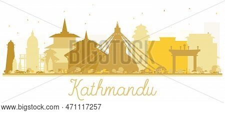 Kathmandu Nepal City Skyline Golden Silhouette. Vector Illustration. Simple Flat Concept For Tourism