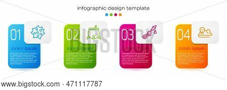 Set Line Bacteria, Witch Cauldron, Poison The Arrow And Experimental Mouse. Business Infographic Tem
