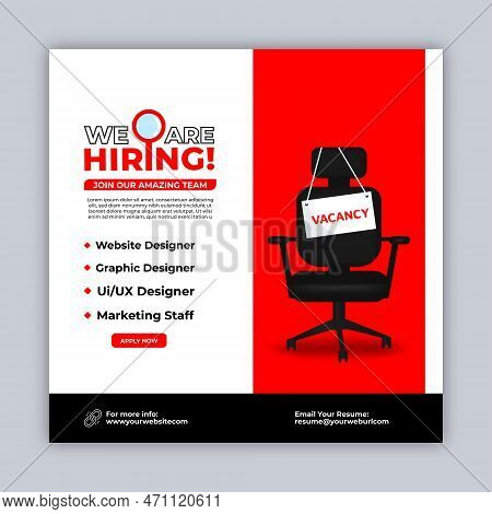 Minimal Job Vacancy Social Media Poster Template, We Are Hring Background