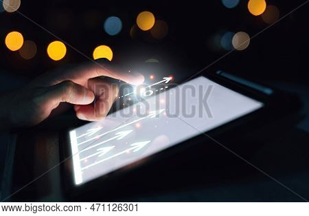 Businessman Touch On Digital Technology Ai Business Benefit Trend In Currency Traiding And Stock Mar