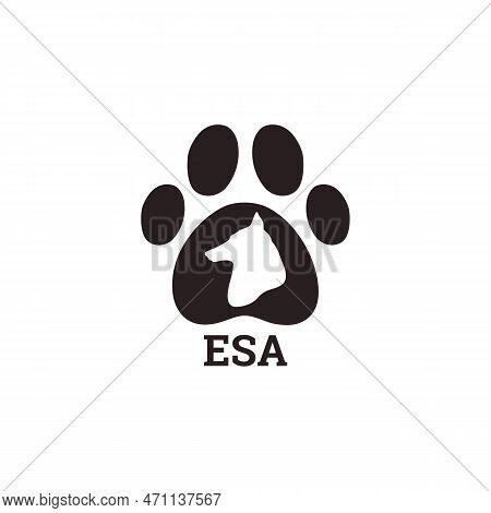 Esa Or Emotional Support Animal Logo, Black And White Vector Isolated.