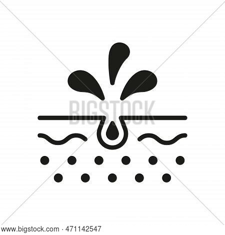 Facial Skin Care Glyph Pictogram. Unclog Skin Face Of Dirty Blackhead And Dust Icon. Cleansing Clogg
